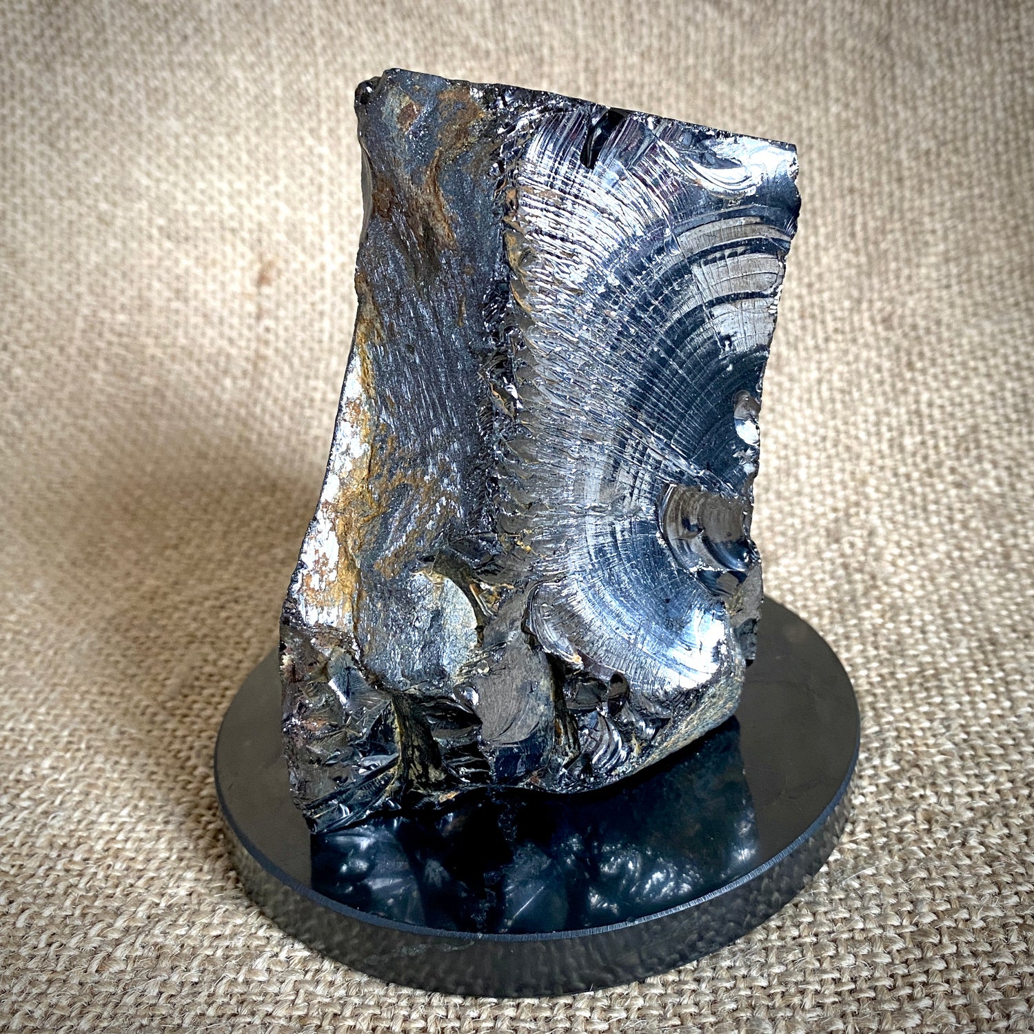 Elite shungite nugget round black shungite stand