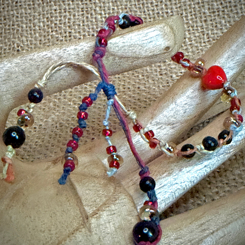 Adjustable Shungite Bracelet for Kids | Tiny Red Ceramic Heart 3