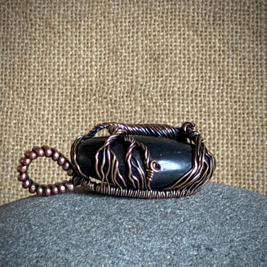 Black Shungite Pendant | 17.6 g Antiqued Copper Setting