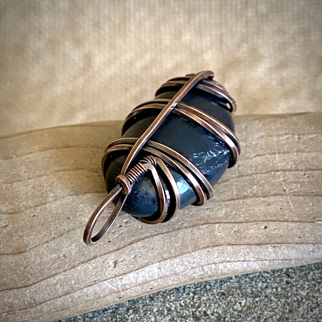 Black Shungite Pendant | 12.7 g Antiqued Copper Setting 3