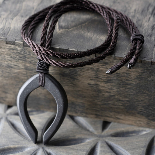 Shungite Yoni Necklace | Adjustable Korean Rope Cord