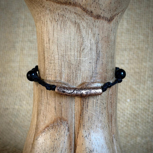 Dangly Adjustable Beaded Shungite Bracelet | Copper Tube & Shungite Rounds