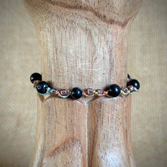 Dangly Adjustable Beaded Shungite Bracelet | Sparkly Rainbow Ponytail 1