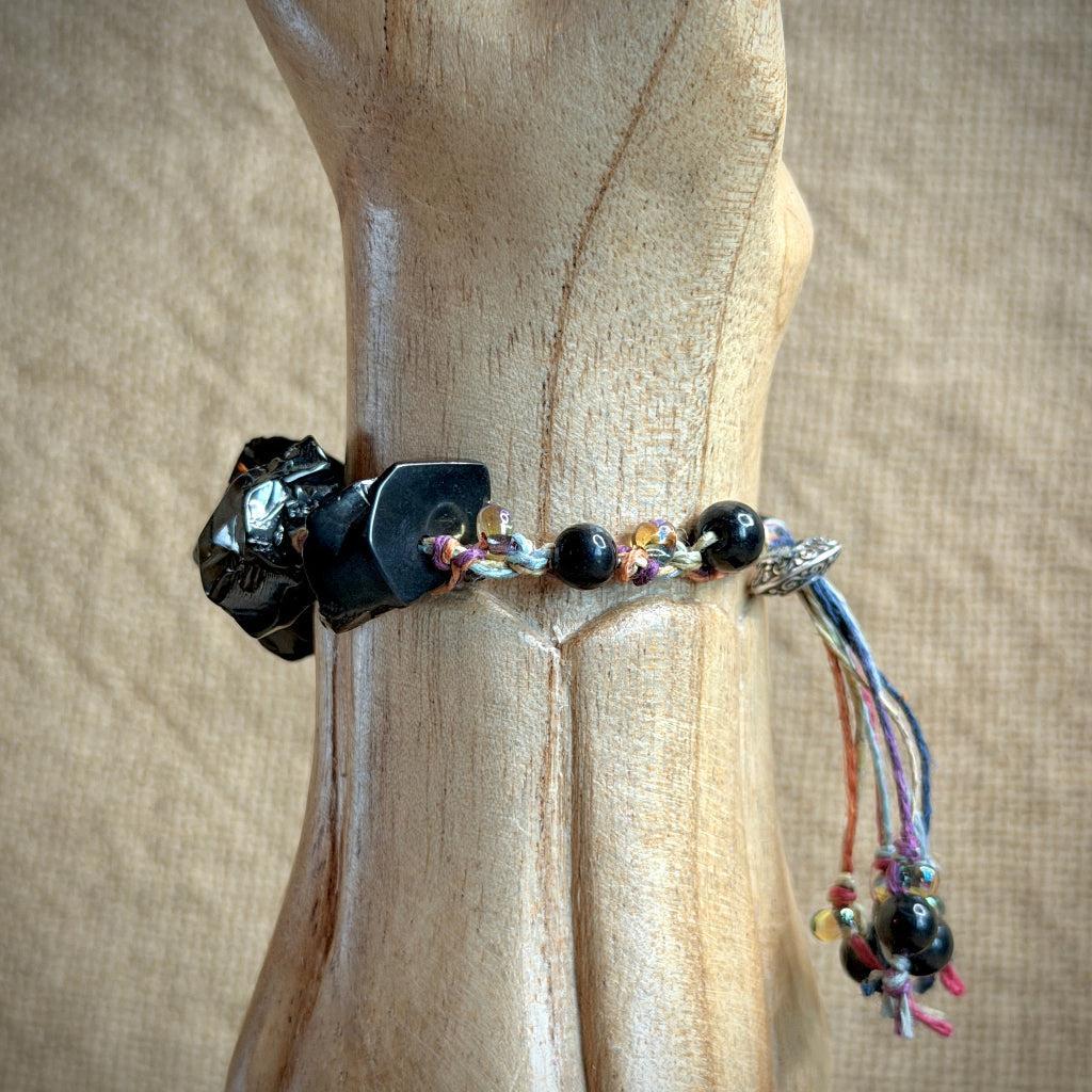 Elite Shungite Bracelet | Tumbled Elite, Rainbow Hemp, Adjustable