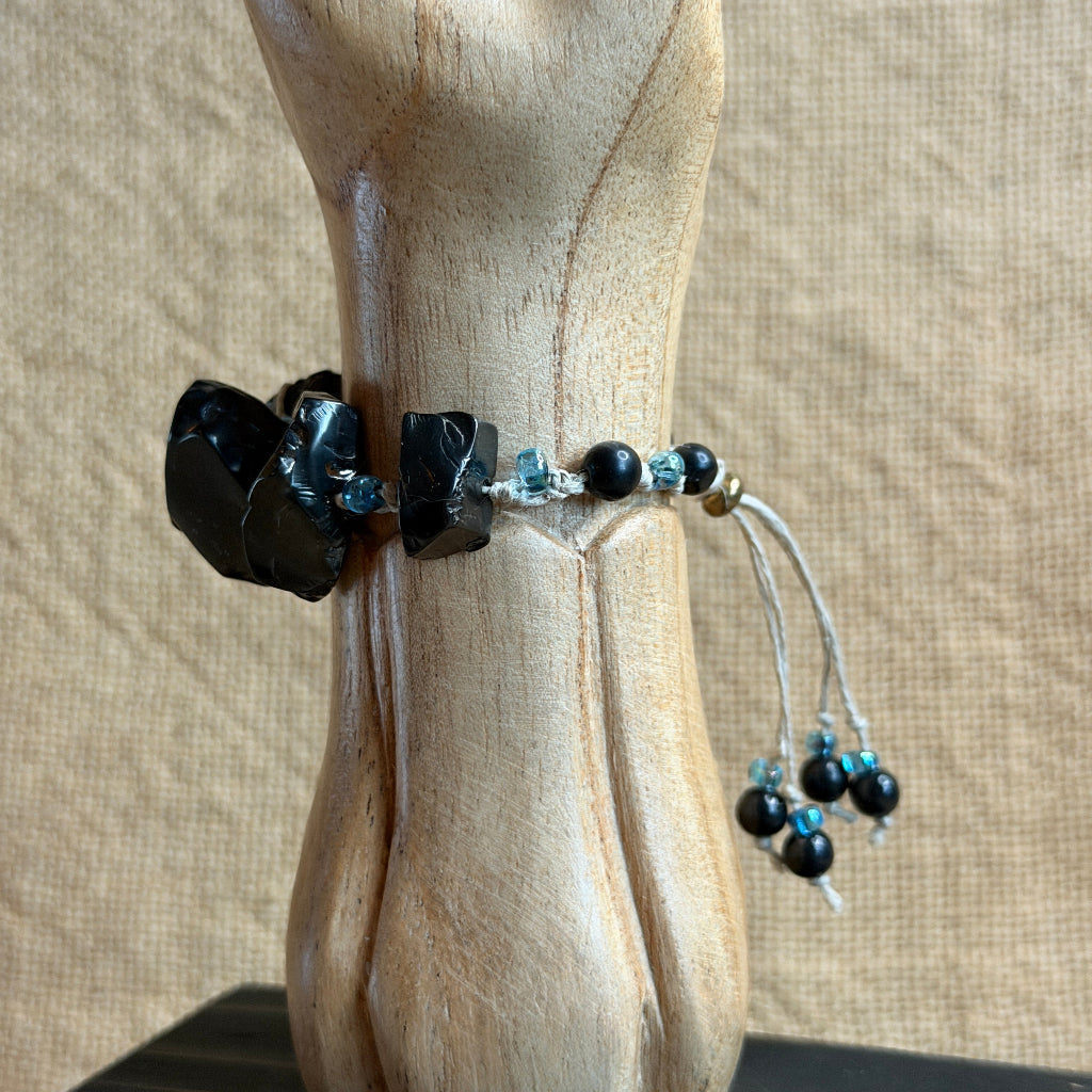 Elite Shungite Bracelet | Tumbled Elite, Blue Magatama, Adjustable 3