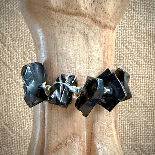 Elite Shungite Bracelet | Tumbled Elite, Rainbow Hemp, Brass Toggle 3