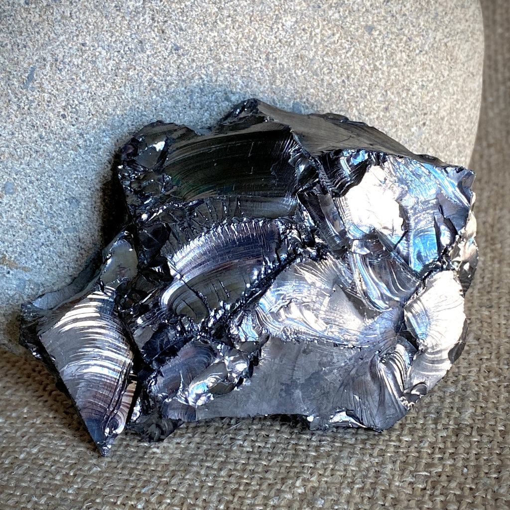 Elite Shungite Nugget 194g | On Black Shungite Slab 2