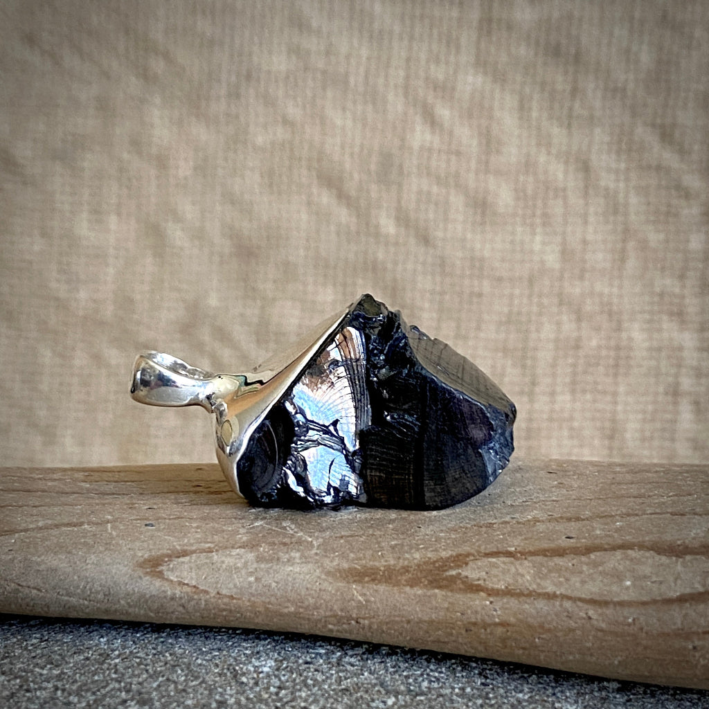 Elite Shungite Pendant | 10.8 g Sterling Silver Lost Wax Casting side