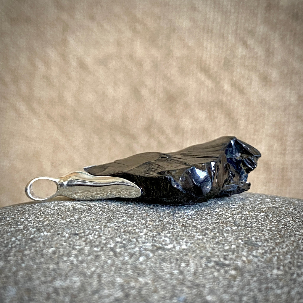 Elite Shungite Pendant | 11.2 g Sterling Silver Lost Wax Casting side