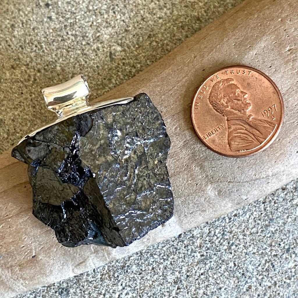 Elite Shungite Pendant | 16.4 g Sterling Silver Lost Wax Casting scale