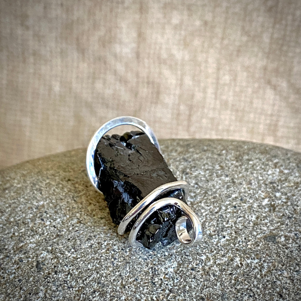 Elite Shungite Pendant | 3.6 g Hand Forged Sterling Silver Setting 2