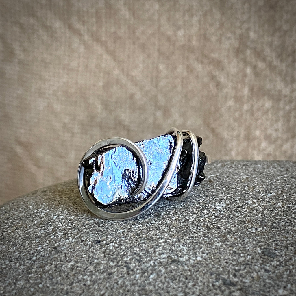 Elite Shungite Pendant | 3.6 g Hand Forged Sterling Silver Setting 3