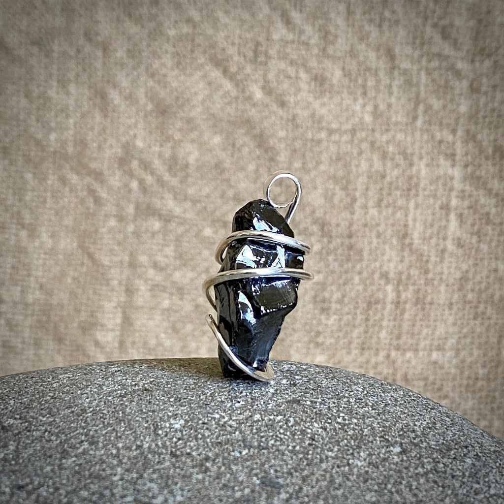 Elite Shungite Pendant | 5.3 g Hand Forged Sterling Silver Setting 2