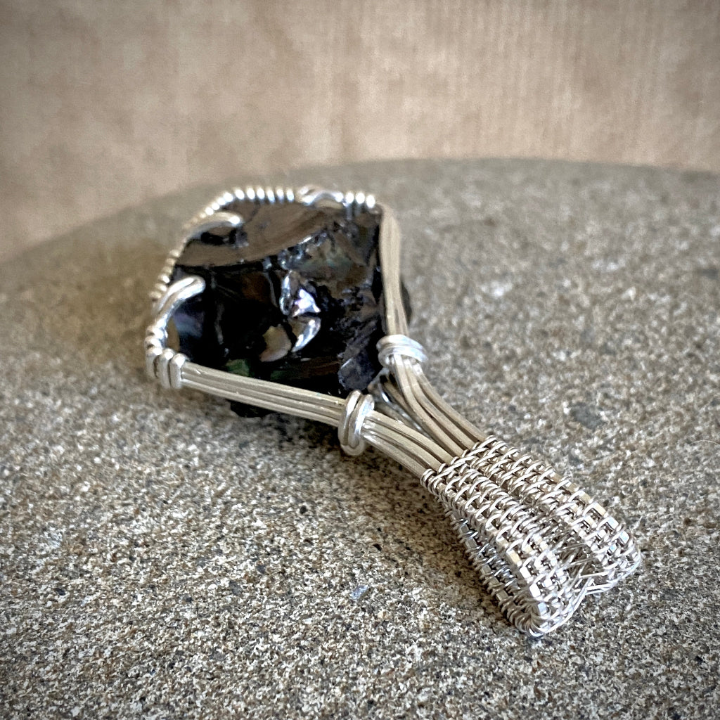Elite Shungite Pendant | 7.8 g Woven Argentium Silver Setting Top