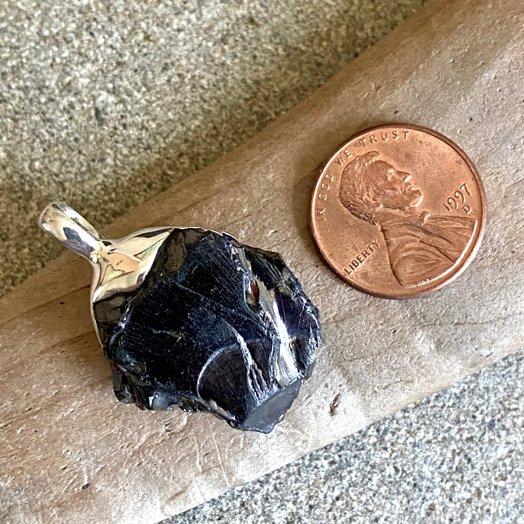 Elite Shungite Pendant | 8.5 g Sterling Silver Lost Wax Casting scale