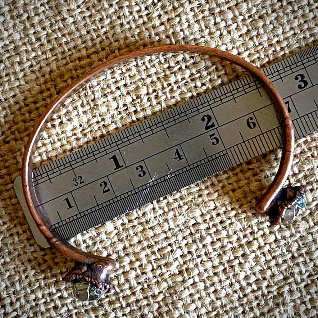 Raw Pyrite Copper Cuff Bracelet, Electroformed, Handcrafted