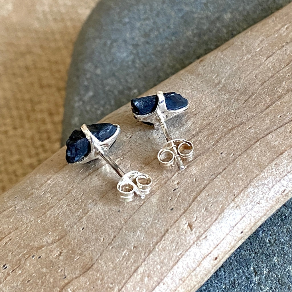 Basic Shungite Nugget Earring Studs with Sterling Silver Posts
