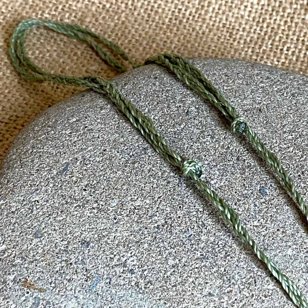 Elite Shungite Nugget Adjustable Macrame Necklace, Green Waxed Cord