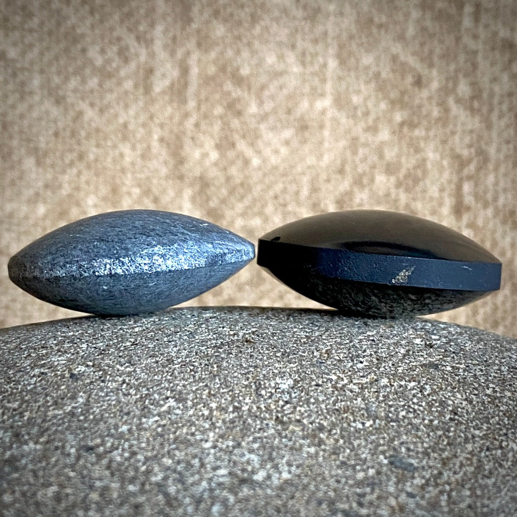 Shungite & Soapstone Harmonizers in Handmade Elk Leather Neck Pouch