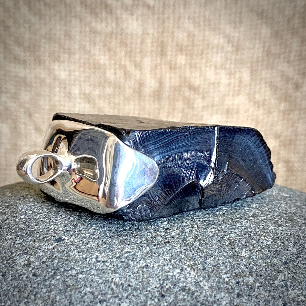 Elite Shungite Pendant, 26g, Sterling Silver Lost Wax Casting