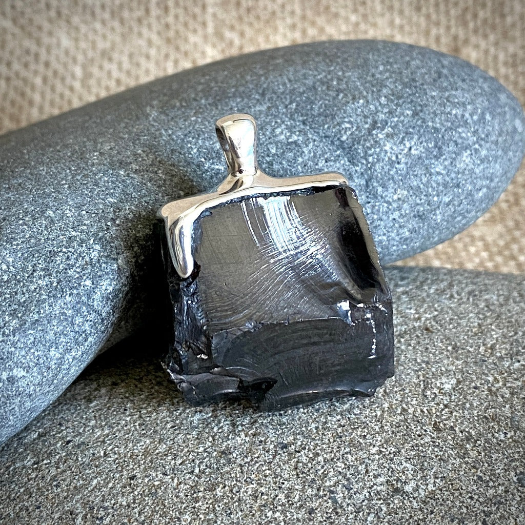 Elite Shungite Pendant, 19g, Sterling Silver Lost Wax Casting