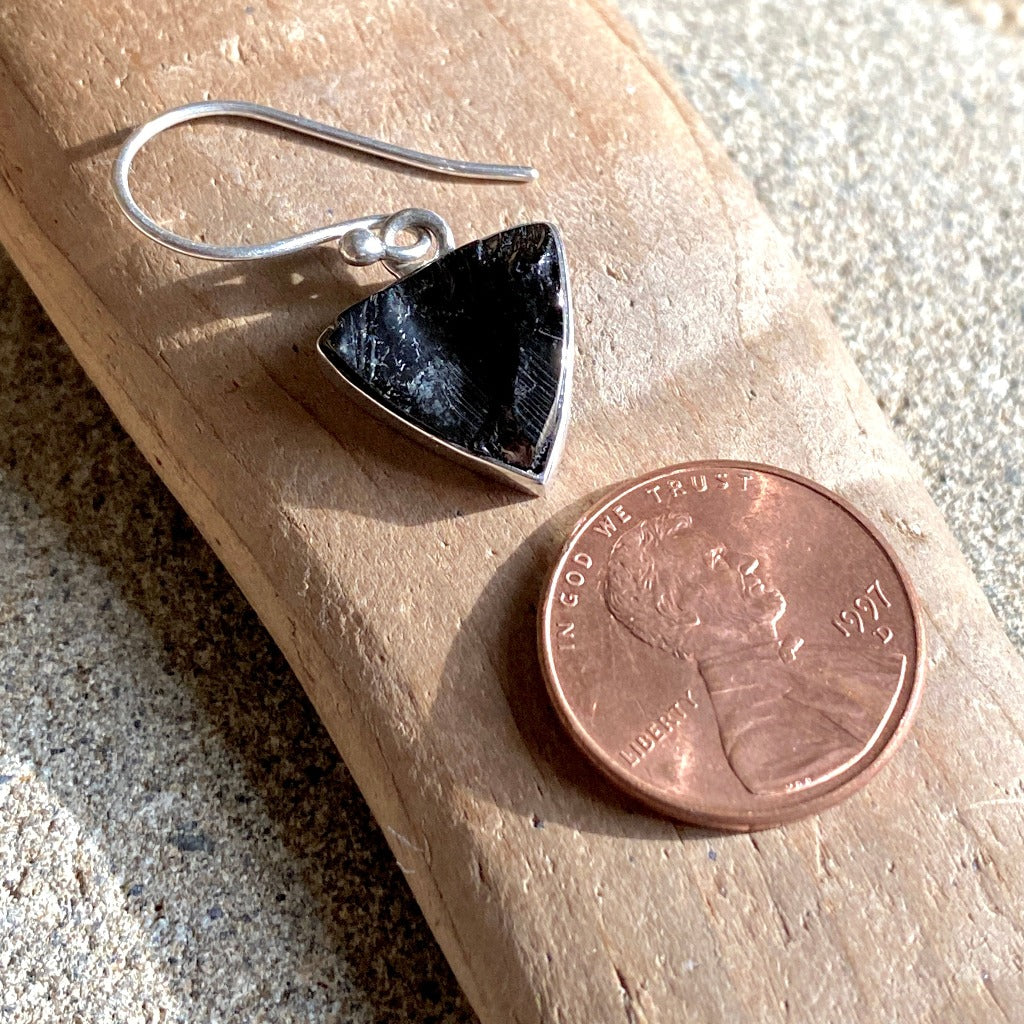 Sterling Silver Elite Shungite Vintage Triangle Earrings