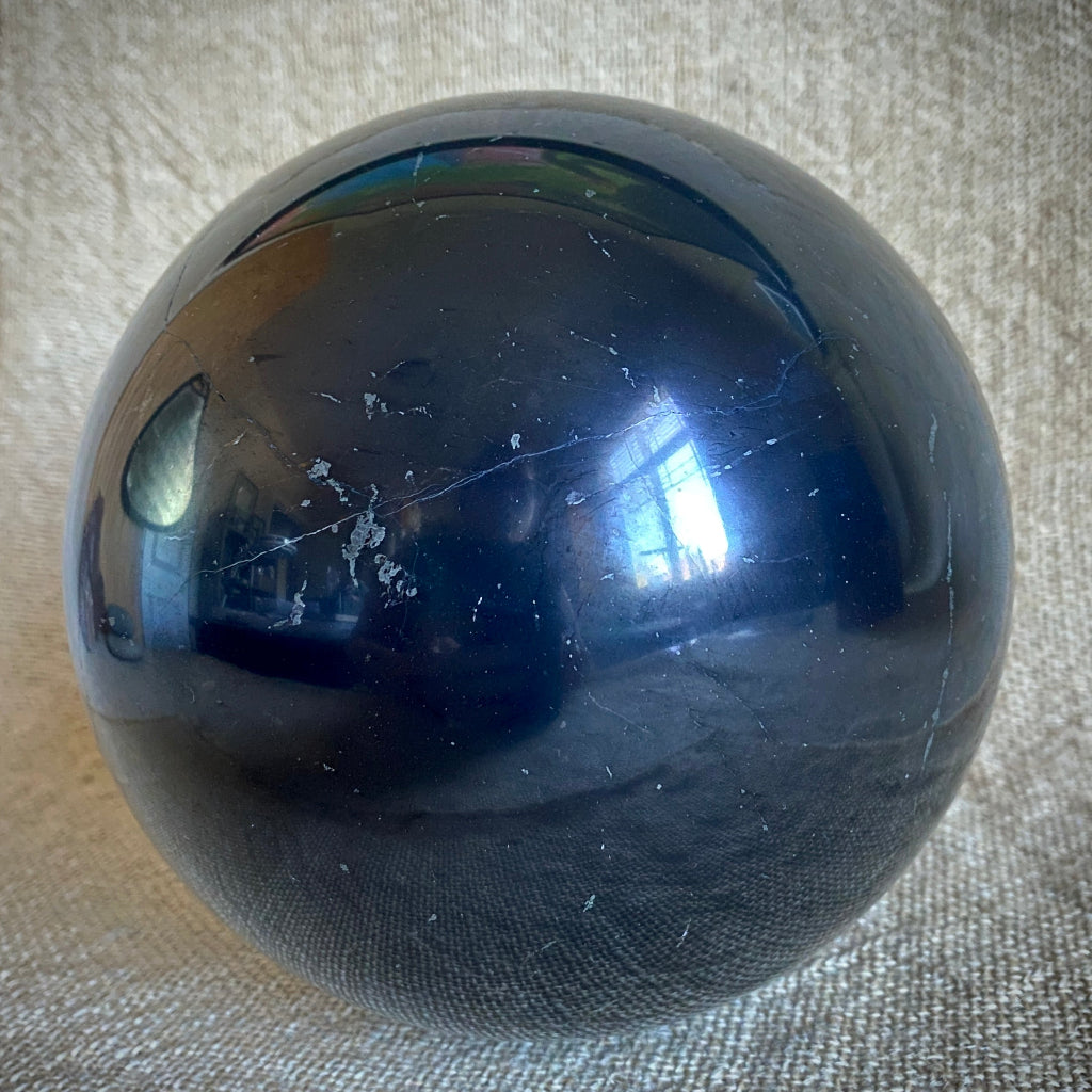 Large Shungite Sphere 6 Inch B | PRICE REDUCED | Hairline Cracks