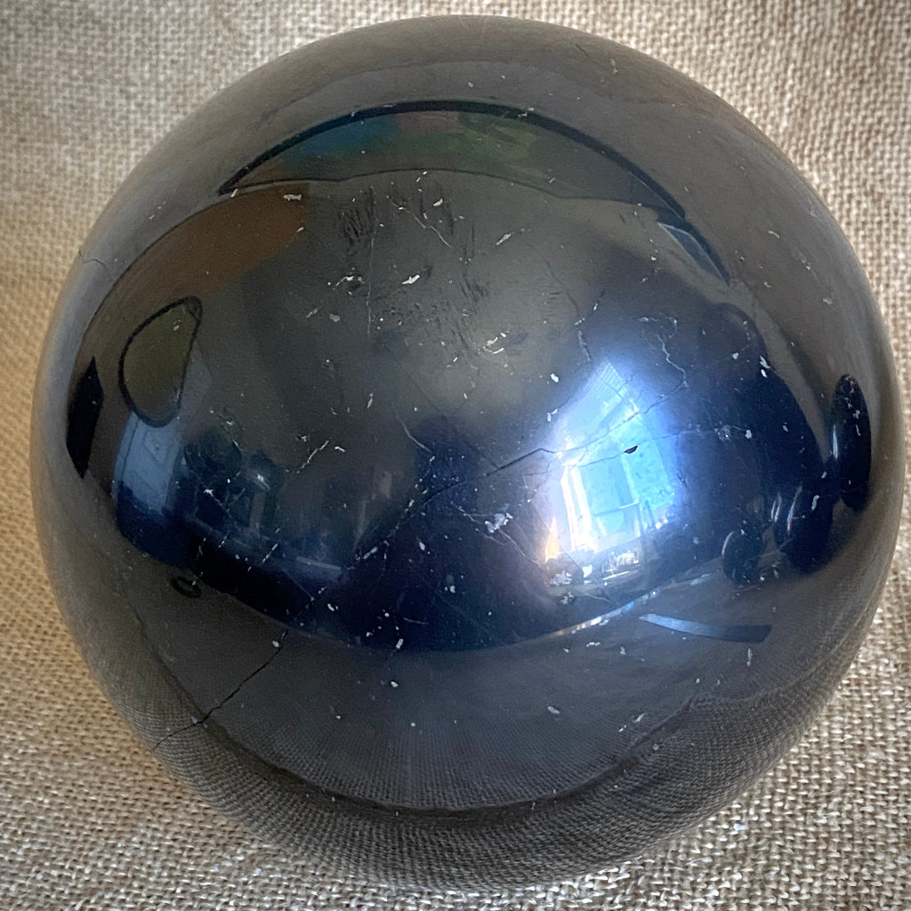 Large Shungite Sphere 6 Inch | PRICE REDUCED | Hairline Cracks