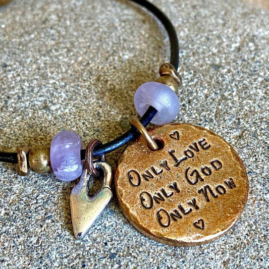 Namaste 3-Onlies Bracelet on Leather Cording