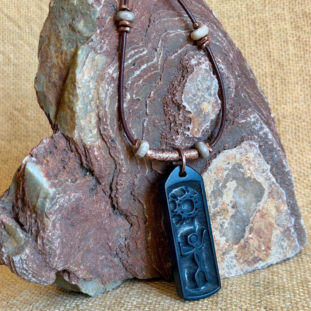 Native American Sun Dance Pendant | Shungite & Petoskey Stone