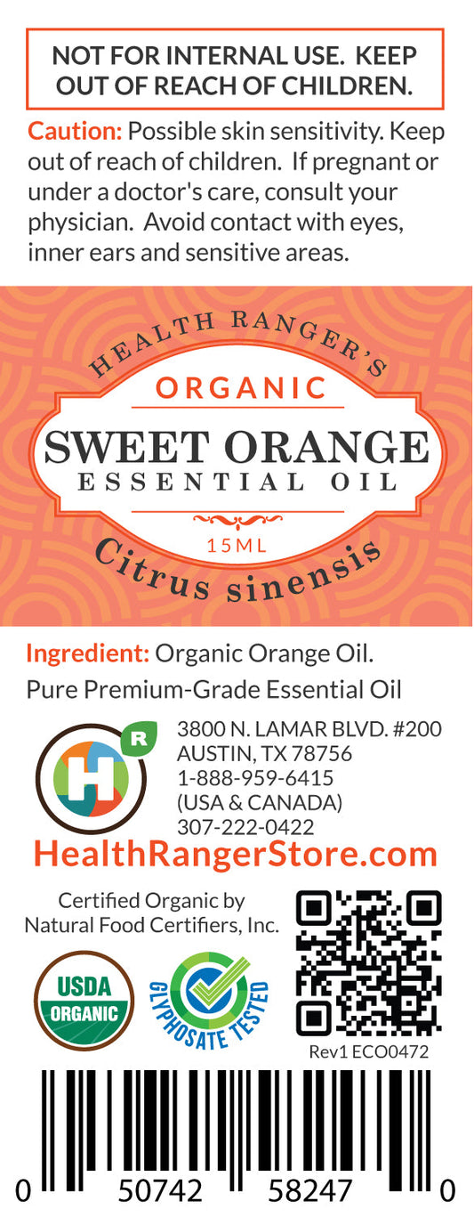 Organic Sweet Orange Essential Oil 0.5oz (15ml)