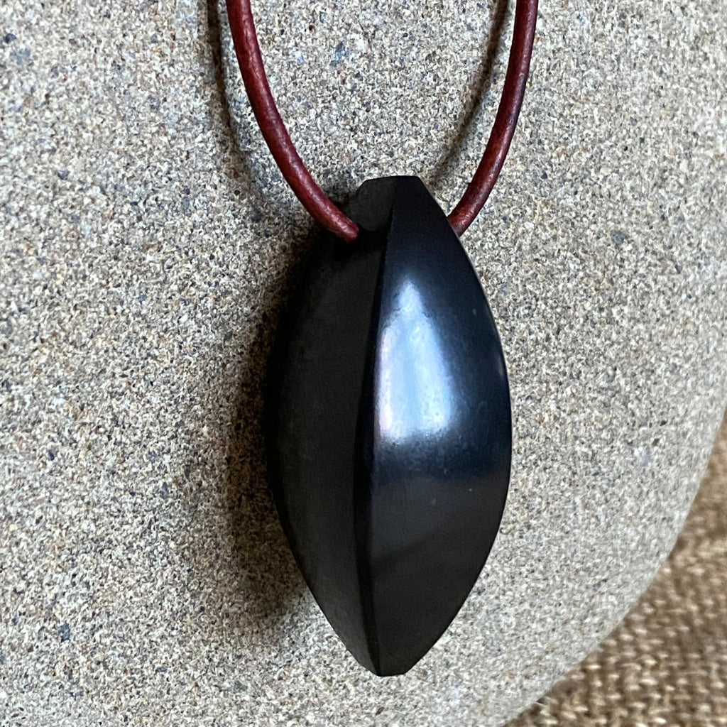 Seed of Life Shungite Pendant | Natural Red Leather with Copper Clasp 3