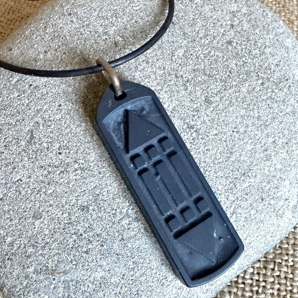 Shungite Atlantis Necklace | Engraved Both Sides, Brass, Dragonfly