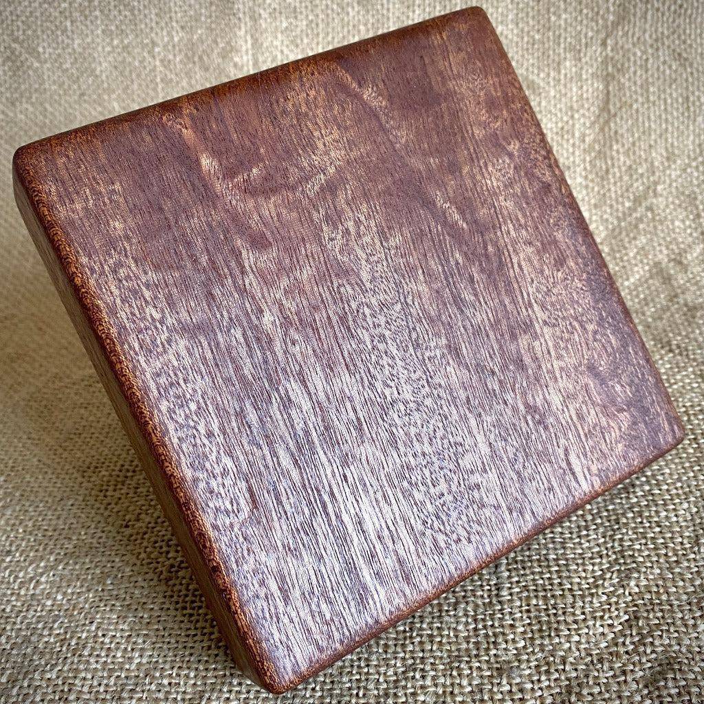 Shungite Pyramid | 4 Inch Base, Custom Mahogany Stand