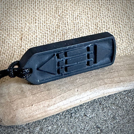Shungite Atlantis Pendant | Engraved Both Sides, Adjustable Cording 1
