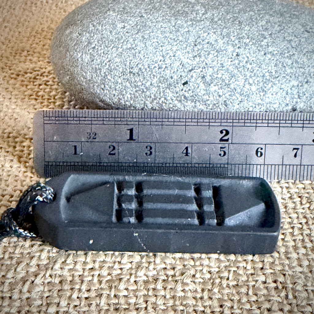 Shungite Atlantis Pendant | Engraved Both Sides, Adjustable Cording 4