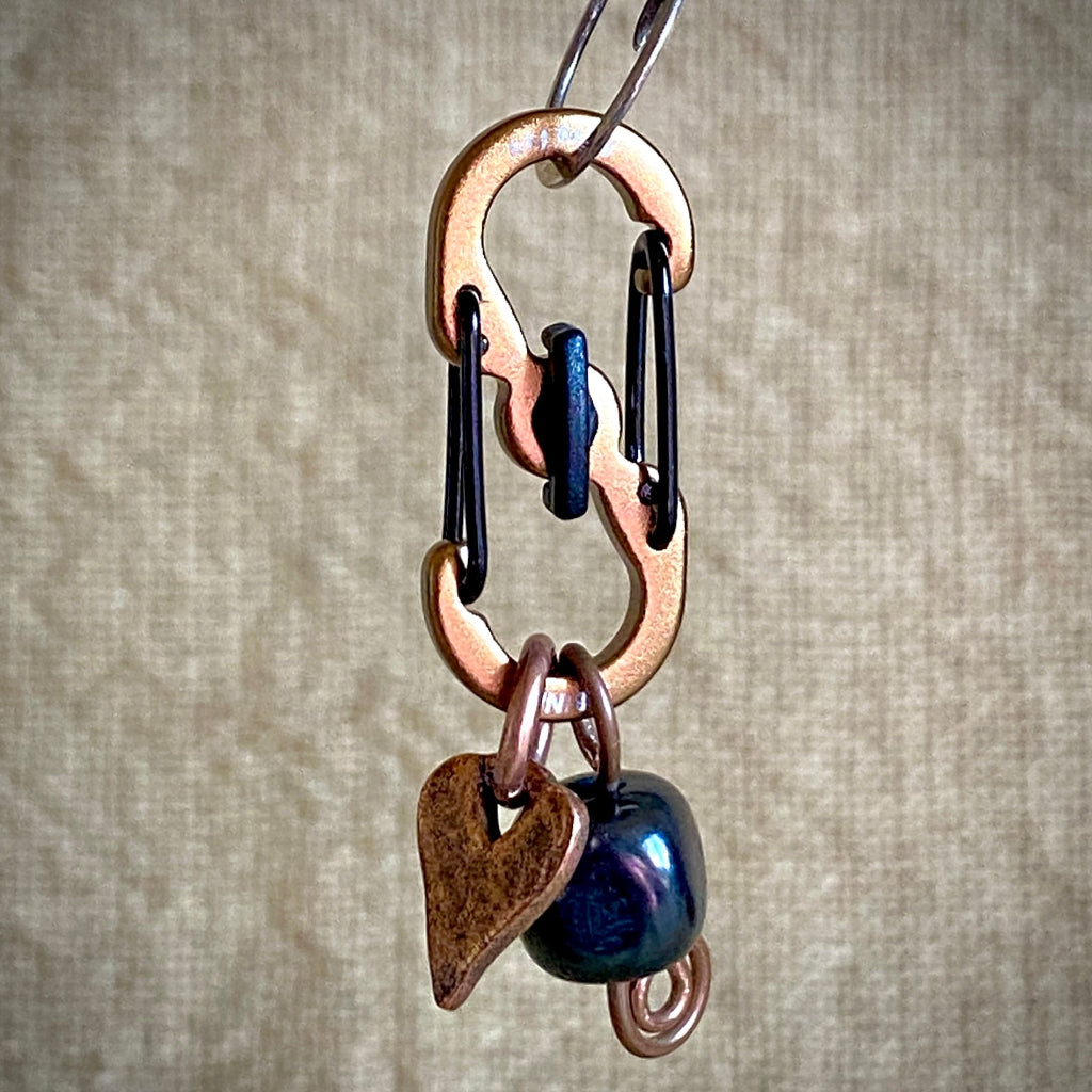 Shungite Clip-On for Pets | Rounded Cube Bead, Heart Charm, Copper 2