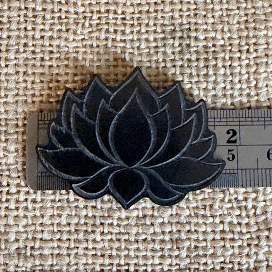 Shungite Phone Plate | Large Lotus Flower, 50mm scale