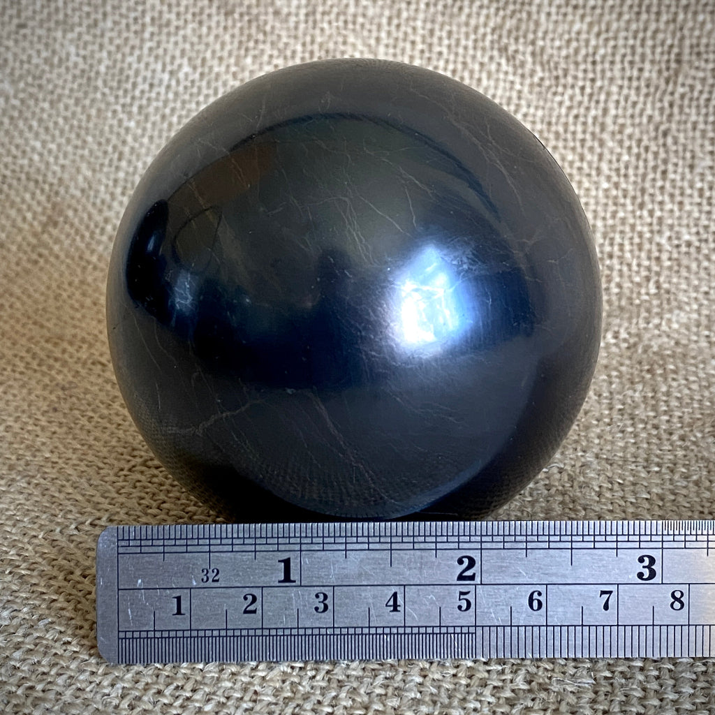Shungite Sphere 3 Inch | PRICE REDUCED | Hairline Cracks scale