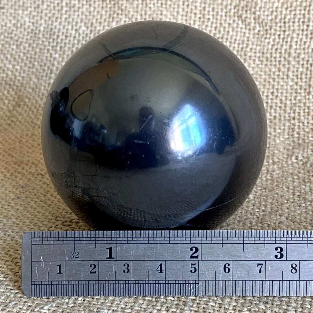 Shungite Sphere B 3 Inch | PRICE REDUCED | Hairline Cracks scale