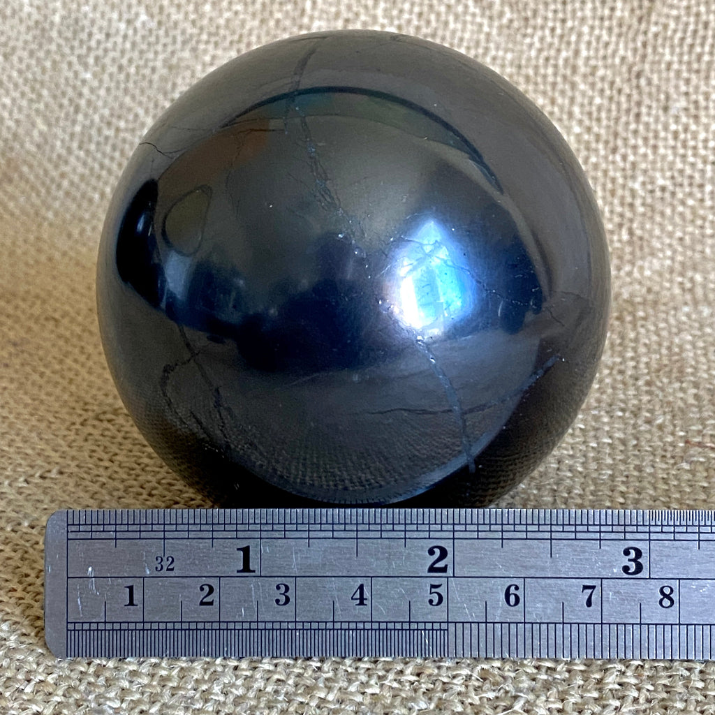 Shungite Sphere C 3 Inch | PRICE REDUCED | Hairline Cracks scale