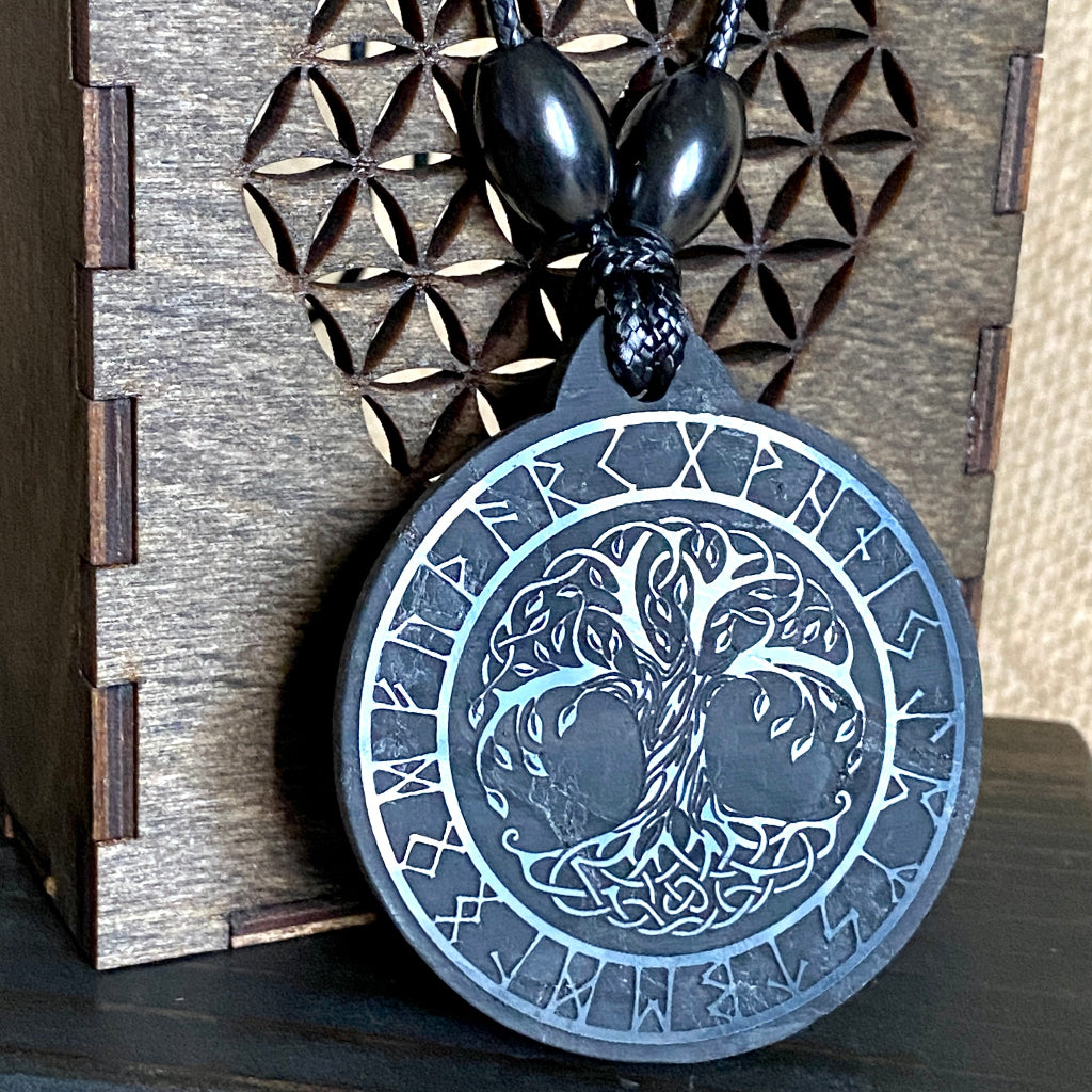 Vegvisir Yggdrasil Shungite Necklace | Norse Viking Mythology 3