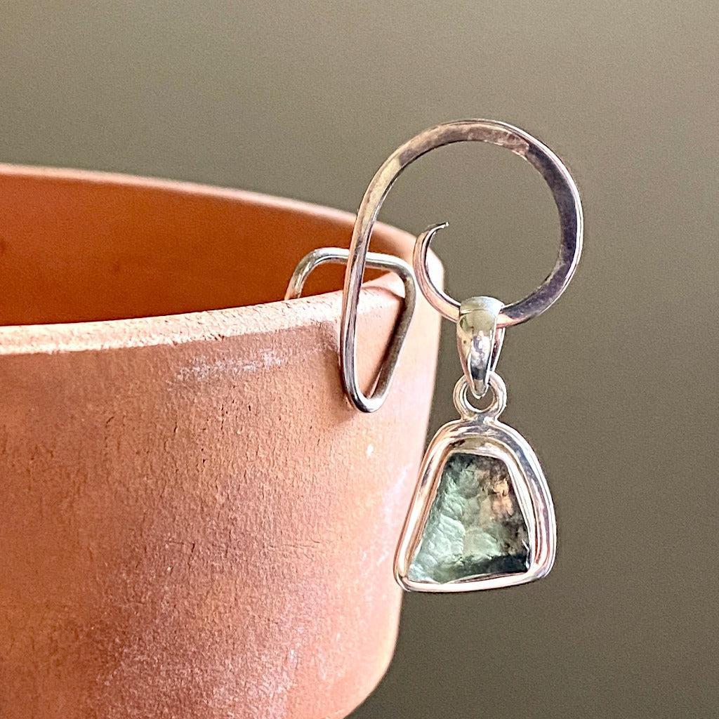 Vintage Moldavite Pendant in Sterling Silver Setting, 2.5 g