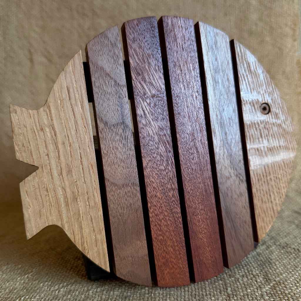 Wooden Fish Trivet | Heat Resistant Stand, Upcycled Wood