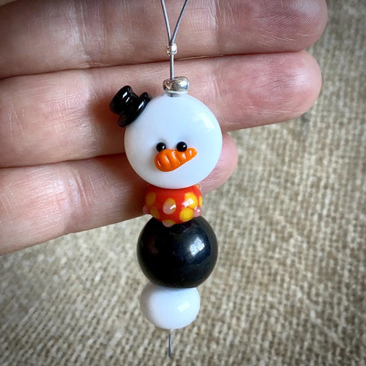 Avant Garde Shungite Snowman Ornament With Orange Scarf - Shungite Queen