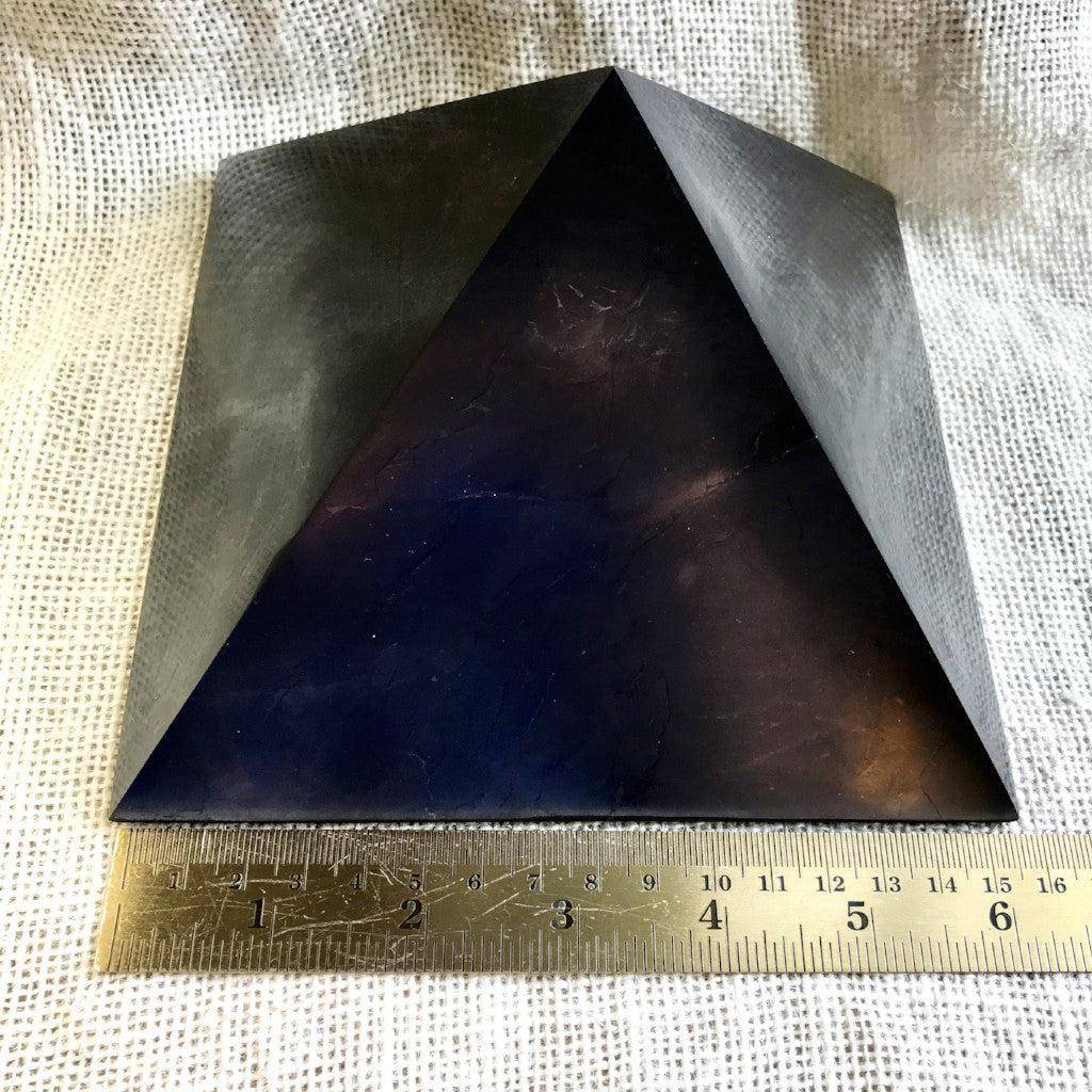 Genuine Shungite Pyramid 6 Inch Base | PRICE REDUCED scale