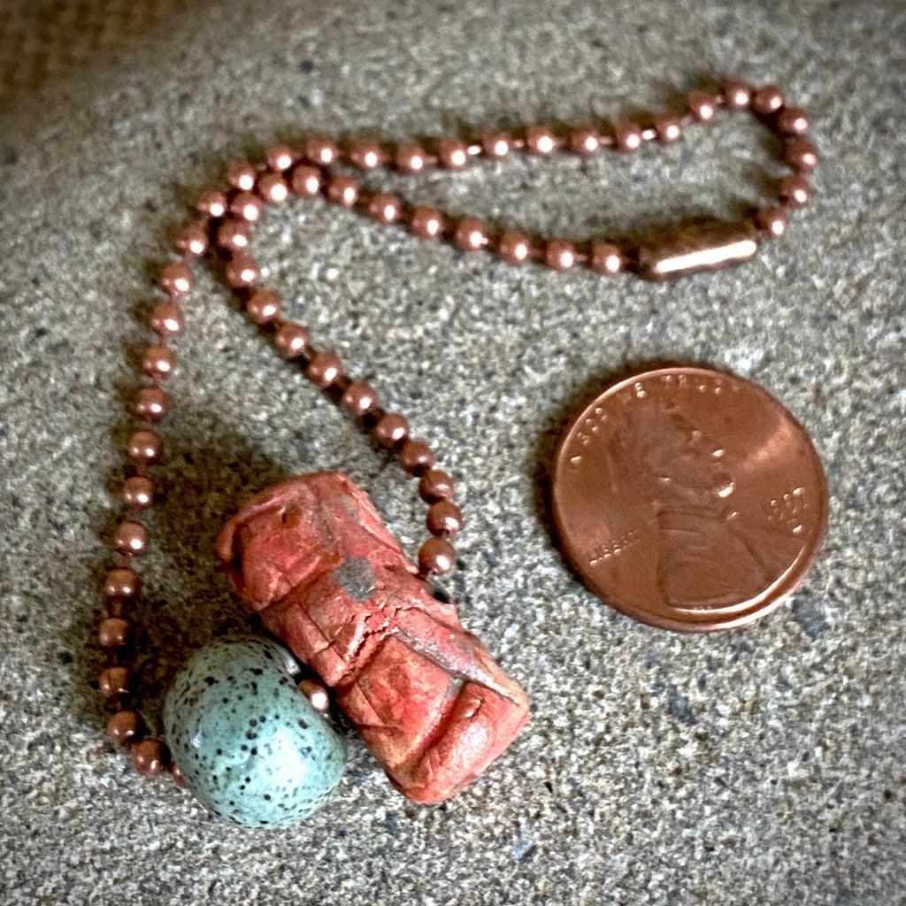 High Pyramid Copper Topper with Handmade Terra Cotta & Stoneware Beads