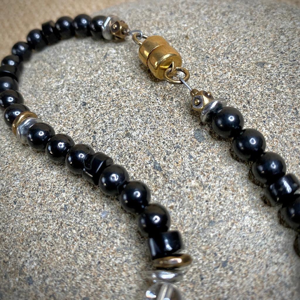Metatron's Cube Necklace with Labradorite, Crystal Quartz, Shungite