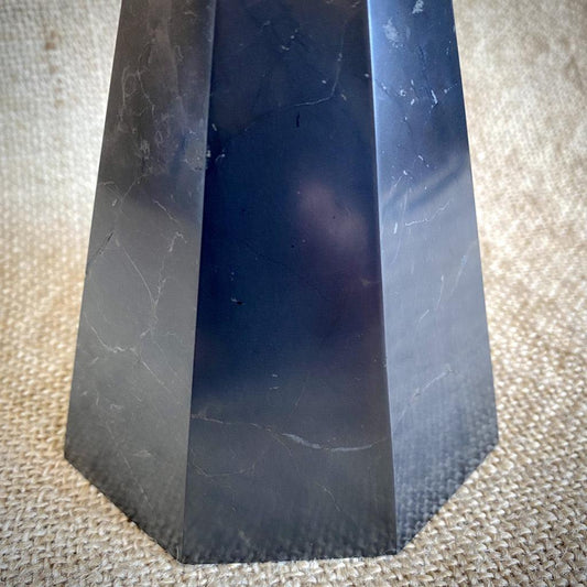 Octagonal Shungite Pyramid, 100mm Base (4 Inches), Stunning - Shungite Queen