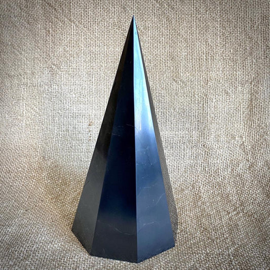 Octagonal Shungite Pyramid, 100mm Base (4 Inches), Stunning - Shungite Queen